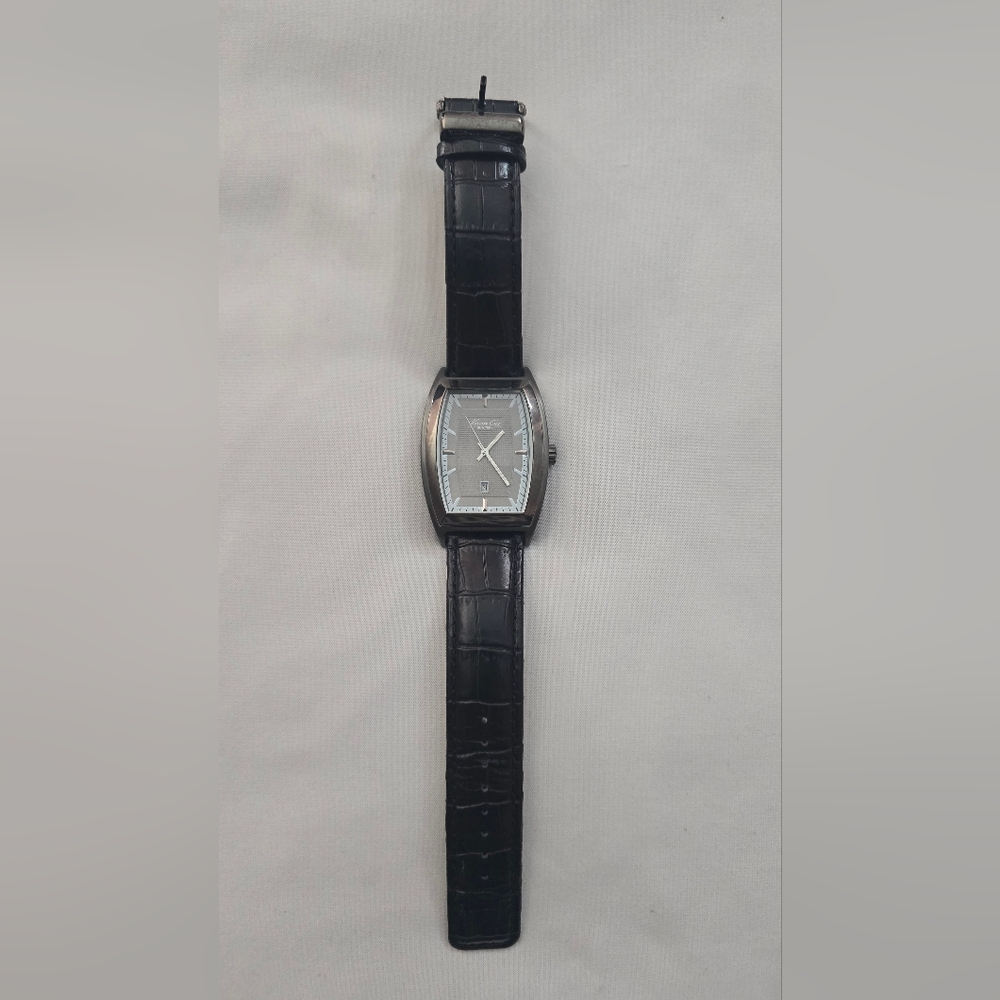 Kenneth Cole Black Crocodile-Embossed Strap